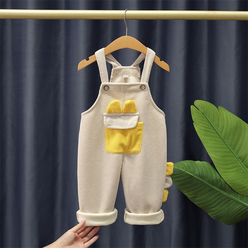 Quần Yếm Vải Nhung Form Rộng Phong Cách Phương Tây Cho Bé