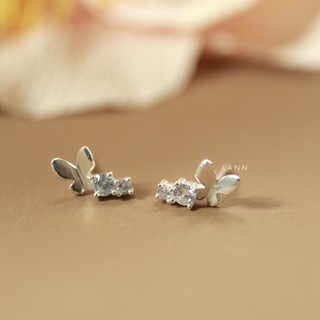 Khuyên cánh bướm treo đá bạc s925 lann e382