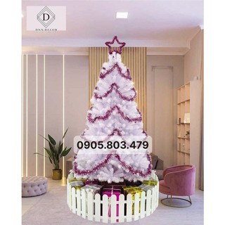 Cây thông noel trắng cao từ 90cm đến 4M5 tặng kèm dây kim tuyến và ngôi sao
