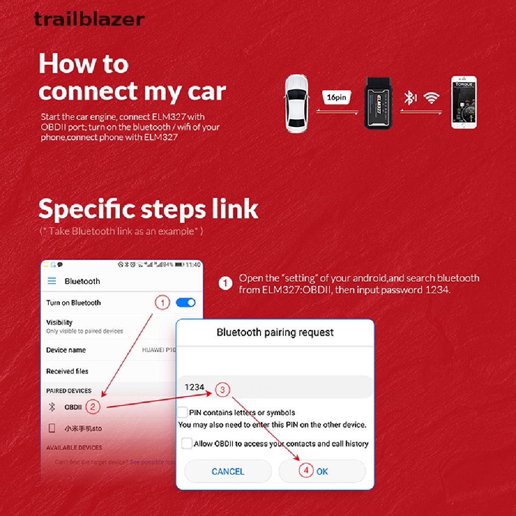 Thiết Bị Đọc Mã code OBDII trailblazer ELM327 V1.5 PIC18F25K80 ATPPS mHz Cho Android / IOS