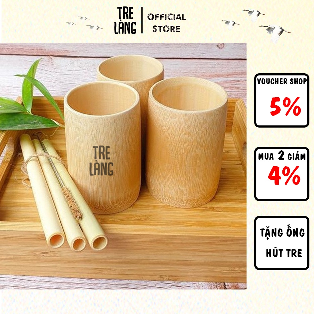 Cốc ly tre uống nước Tre Làng đã xử lý đánh bóng chống mốc Đường kính 6.5-7.5cm