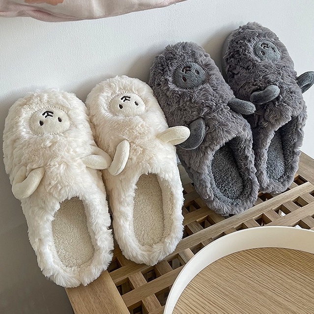 Dép Bông Cừu Nam Nữ Lông Mềm Đi Trong Nhà Mùa Đông A155 Warm&amp;Cute