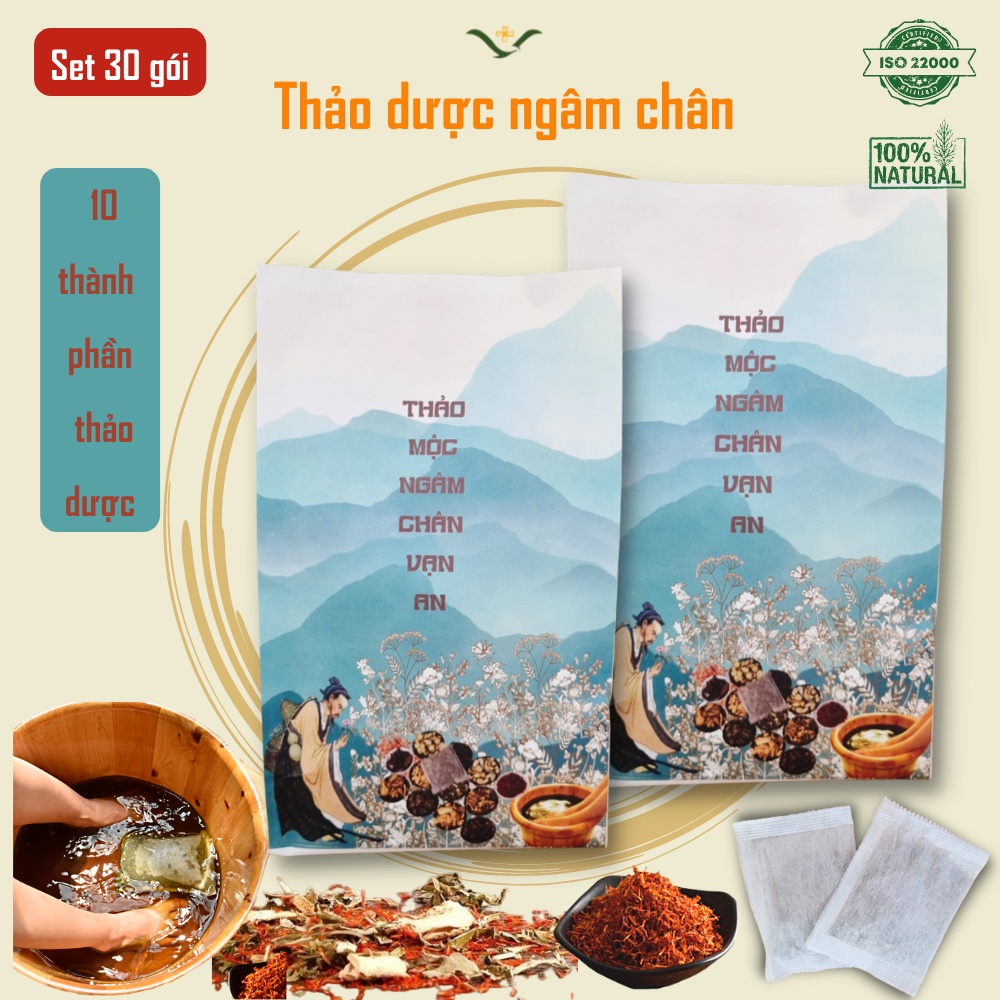 (SÉT 30 GÓI) ngâm chân thảo dược HTX Vạn An gói thảo mộc chống hôi chân nhức mỏi, ngủ ngon chăm sóc chân