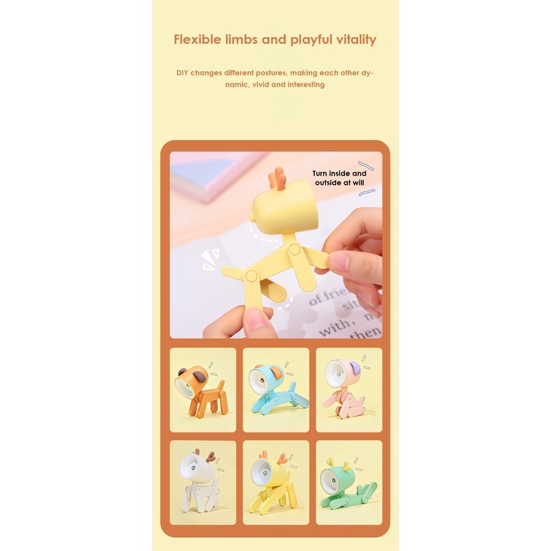 Đèn Ngủ LED 3D Mini Để Bàn Hình Hươu / Khủng Long Có Giá Đỡ Điện Thoại Di Động Trang Trí Nhà Cửa