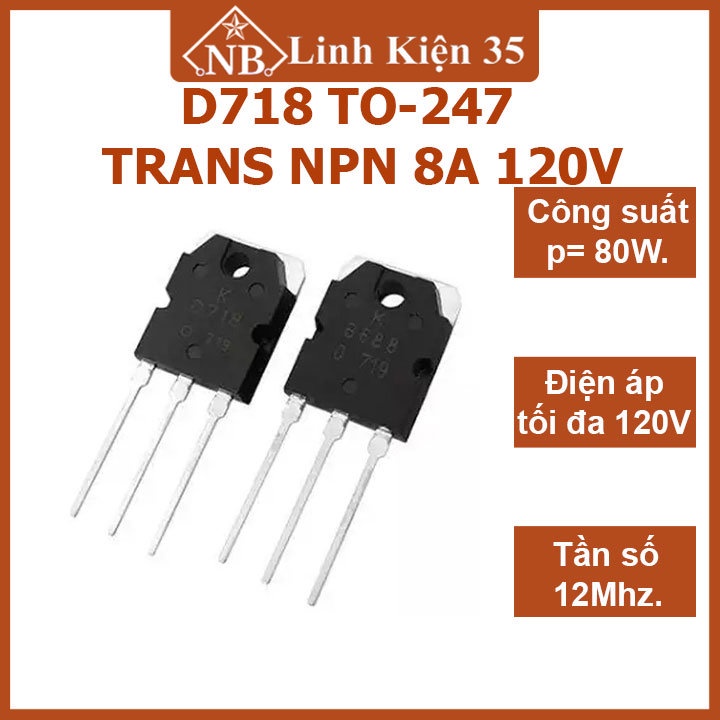 Transistor D718 TO-247 TRANS NPN 8A 120V