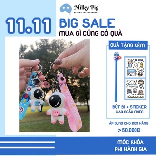 Móc Khóa đôi hình Phi Hành Gia Màu Pastel Dễ Thương - Móc Khóa Treo Balo, móc chìa khóa cao cấp