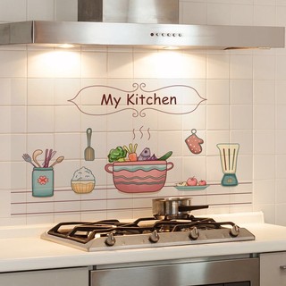 Decal dán tường phòng bếp (60 x 90cm) chống dầu mỡ.