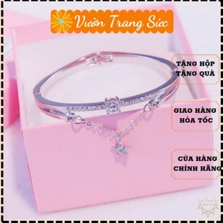 [Giá hủy diệt] Vòng Tay Khảm Bạc S925 vừa đẹp vừa sang lại còn khỏe Vườn Trang Sức
