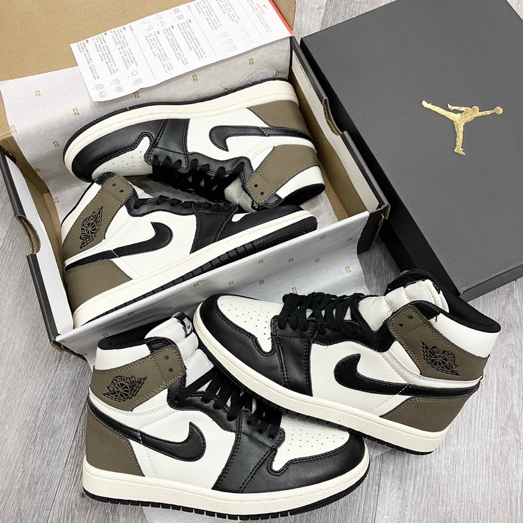 Giày Jordan 1 High cao cổ Mocha phối màu nâu đen trắng cao cấp full box