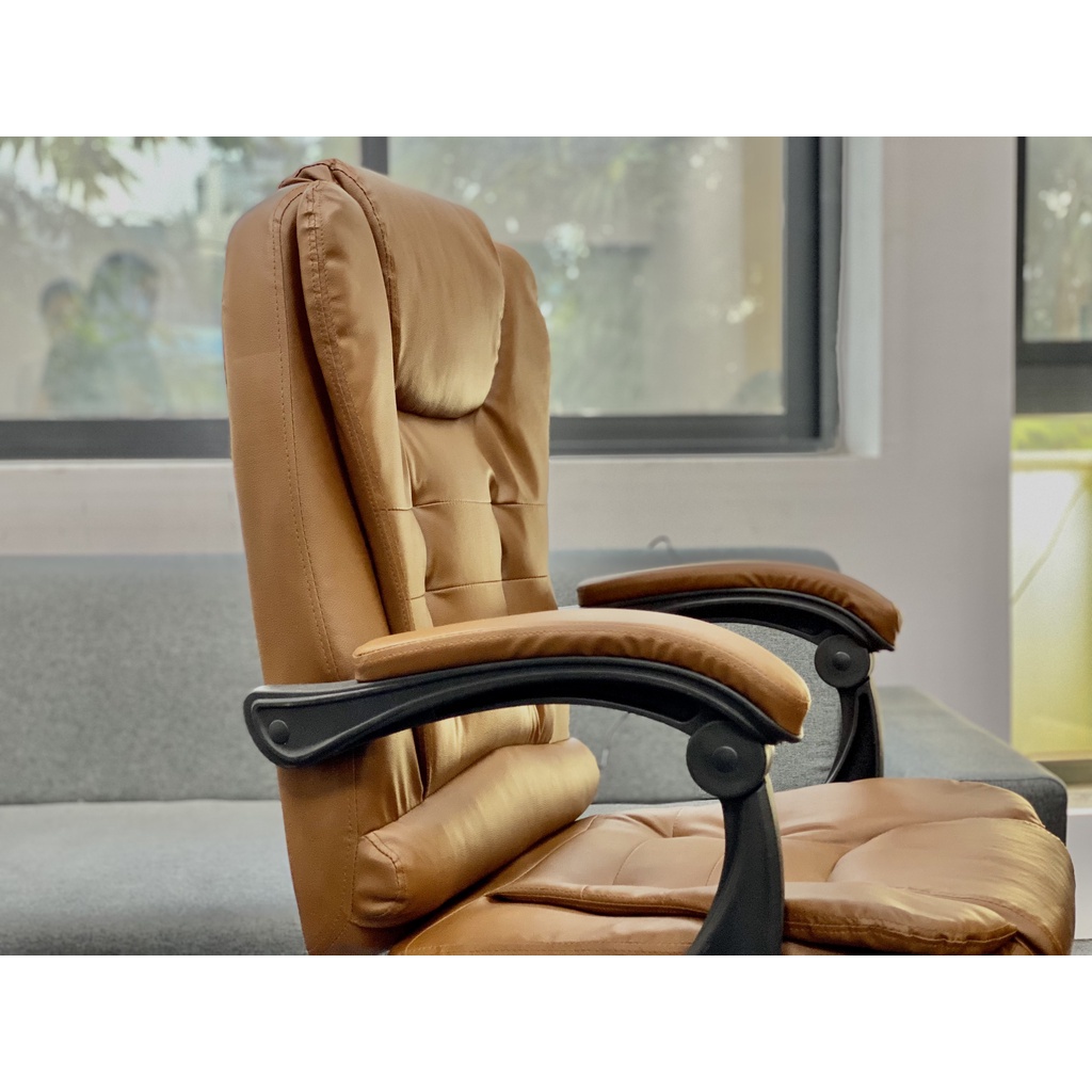 Ghế Văn Phòng Cao Cấp Có Massage Lưng Có Bệ Gác Chân, Ghế Văn Phòng Chất Liệu Da Cao Cấp Có Thể Xoay 360 Độ | BigBuy360 - bigbuy360.vn