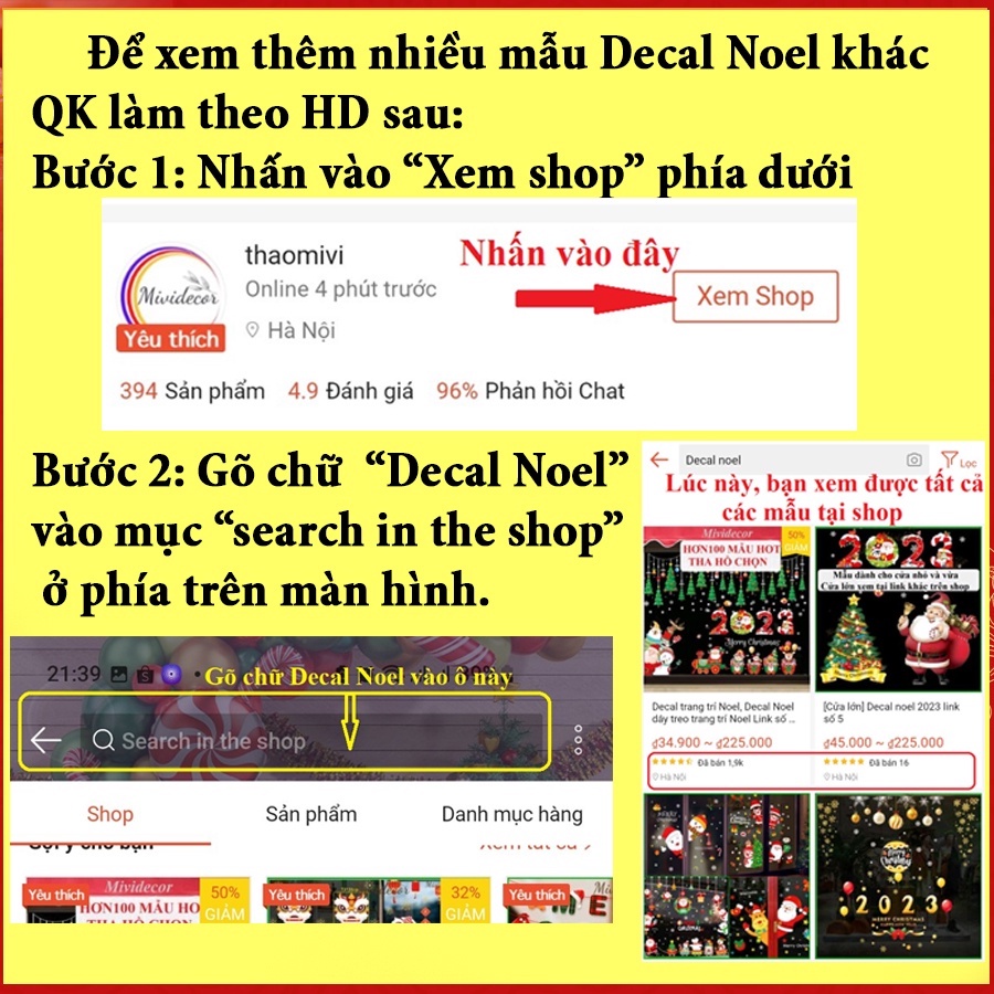 Decal trang trí Noel, Decal Noel dây treo trang trí Noel Link số 2 gồm 50 mẫu