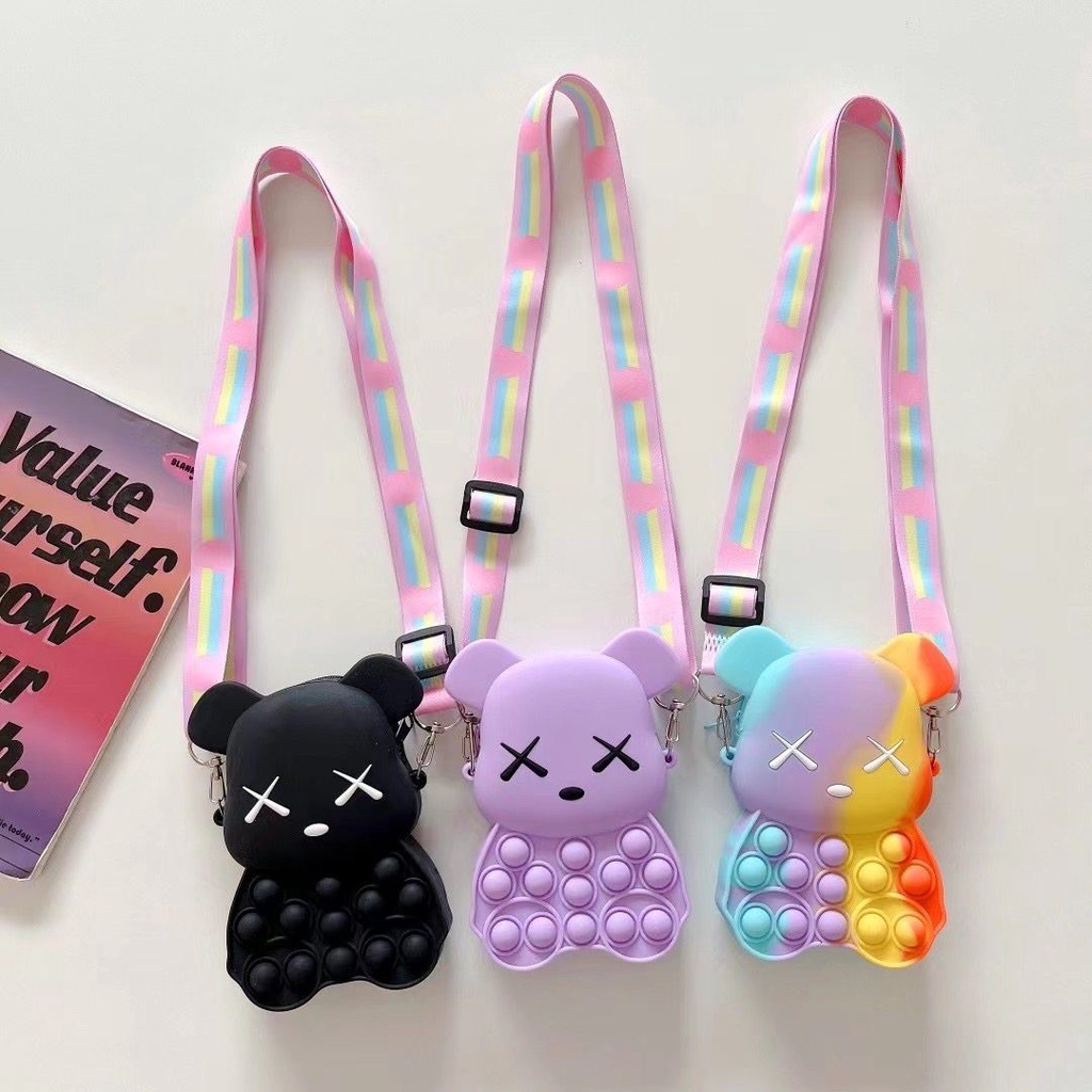 Túi Đeo Chéo Hình Gấu Pop It Cho Bé