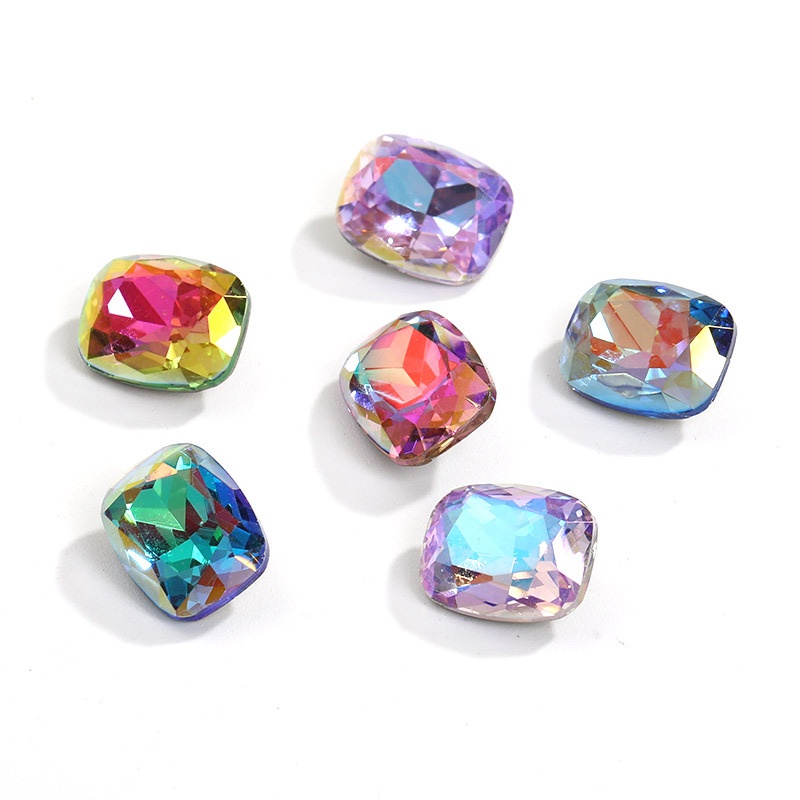 Bộ 72 Phụ Kiện Trang Trí Móng Tay Nghệ Thuật Hình Chữ Nhật Phủ Kim Cương Tròn K9