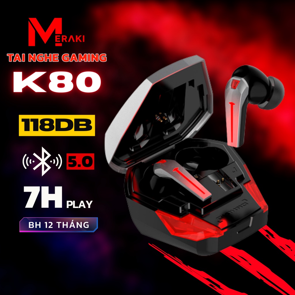 Tai Nghe Bluetooth K80 Pin 7H Chống Ồn TWS  Độ Trễ Cực Thấp - Tai Nghe Không Dây Gaming PUBG PLEXTONE GT10 - Meraki SG