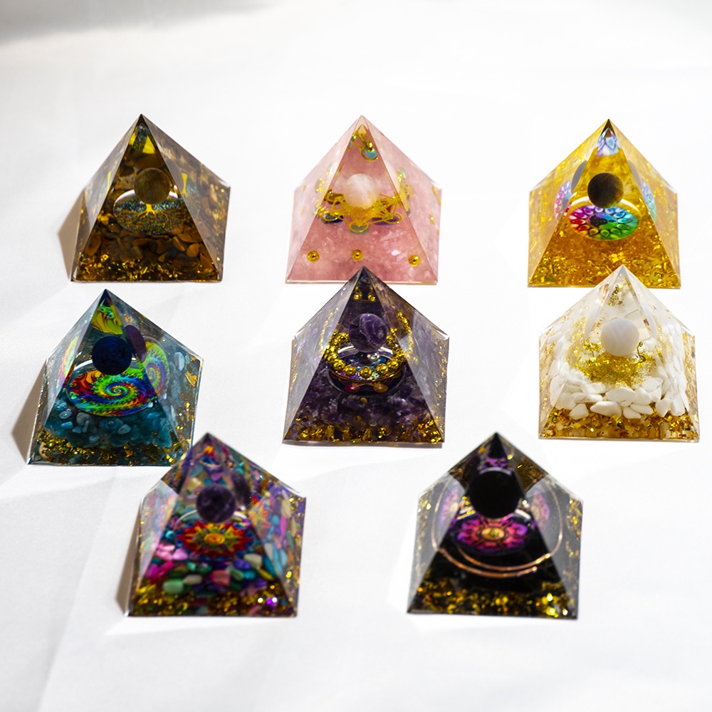 Kim Tự Tháp Thạch Anh Tím Thạch Anh Tím Pha Lê Chakra Resin Tự Nhiên Trang Trí Phòng Thiền