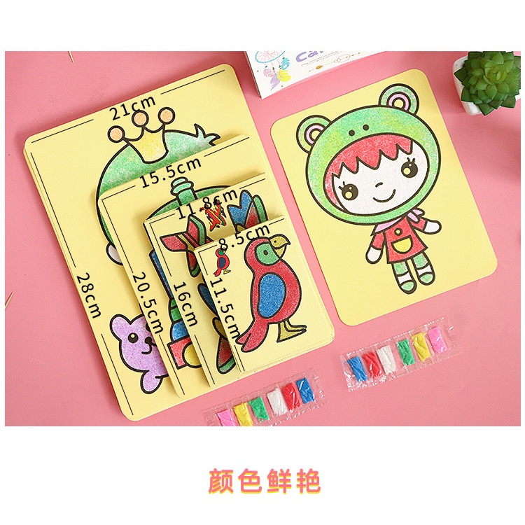 Tranh cát A4 nền vàng, nền màu kèm cát