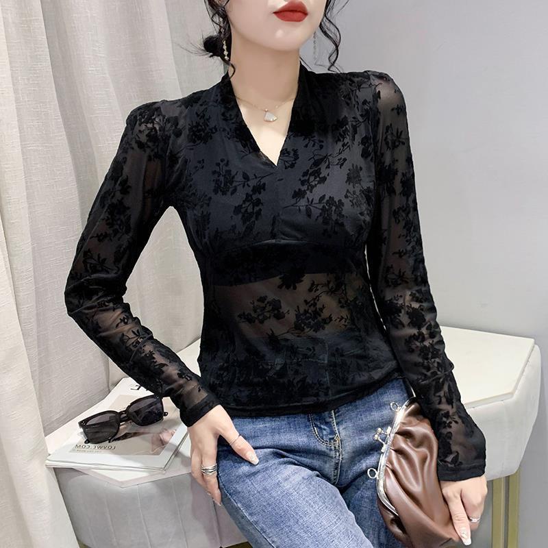 Áo Thun Tay Dài In Họa Tiết Phong Cách Retro Kiểu Mới Cho Nữ