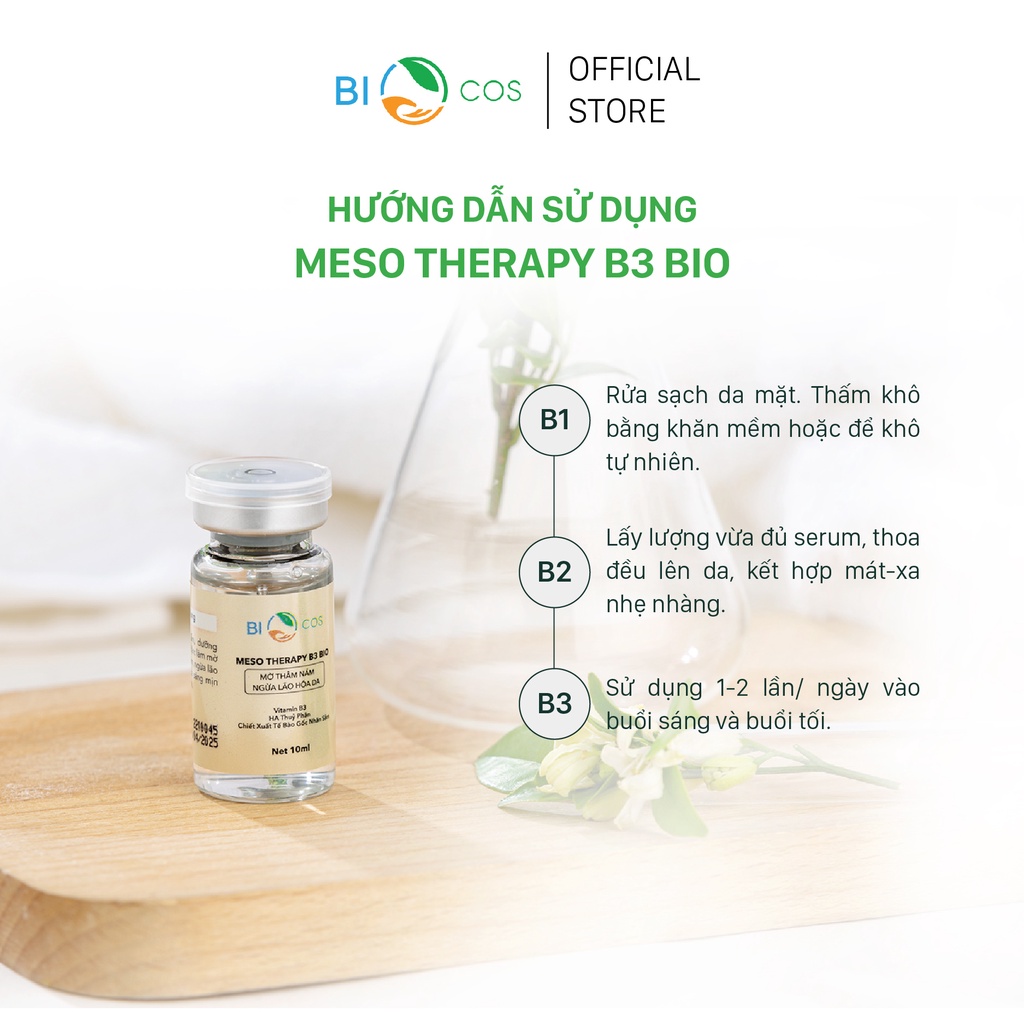 Tinh Chất Nám Meso Therapy B3 BIOCOS (Hộp 2 chai - 10ml/chai) - Serum Nám, Ngừa Lão Hóa Da