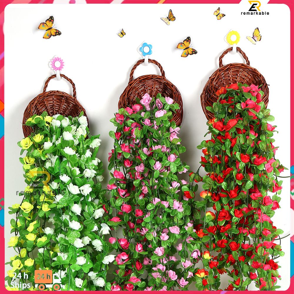 Sẵn Sàng Cổ 2.3 Mét/cái Khác Nhau Lụa Nhân Tạo Hoa Hồng Cây Nho Treo Tường Hoa Trang Trí Giả Vật Có Hoa Lá Vòng Hoa Trang Trí