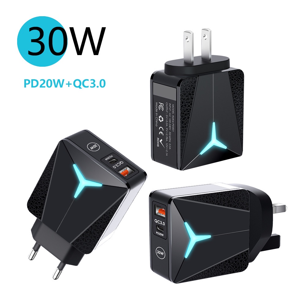 Cốc Sạc Nhanh PD20W 5V4A PD + USB Nhiều Cổng Có Đèn led Cho Điện Thoại