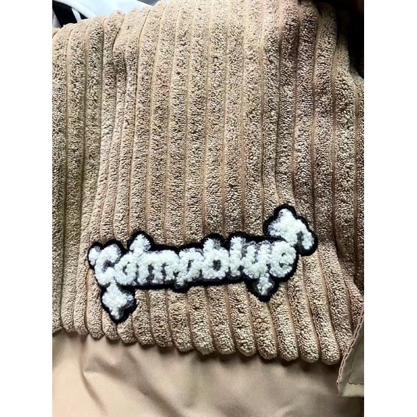 Áo phao mix nhung chữ thêu 3 màu Nâu-Đen-Sữa🍉🍉🍉