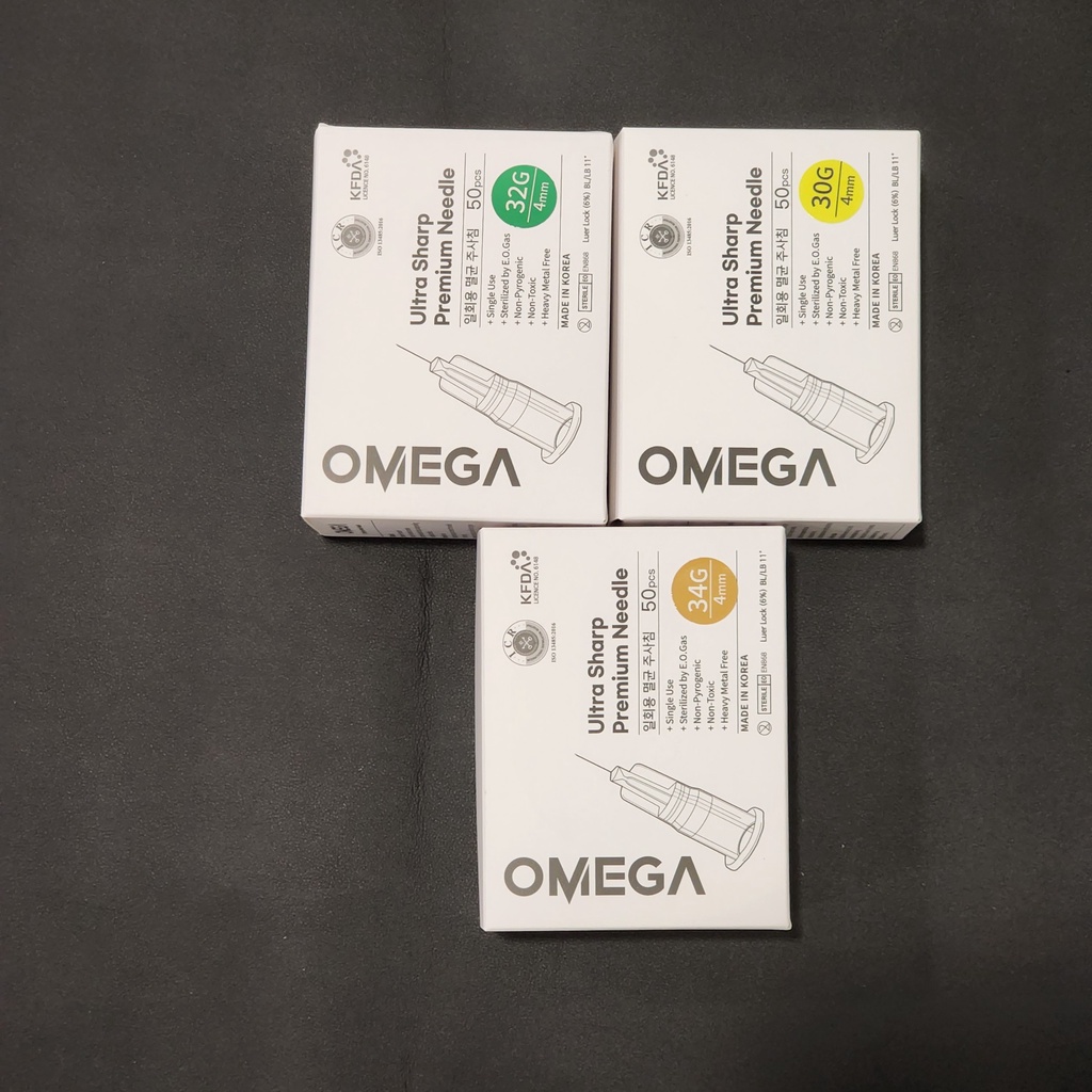 Đầu kim meso 27G 30G 31G 32G 33G 34G 4mm 6mm 8mm 13mm cao cấp OMEGA Ultra Sharp Premium Needle Hàn Quốc