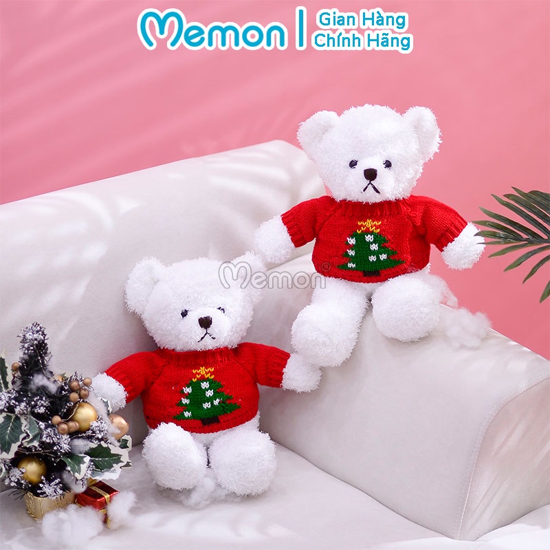 Gấu Bông Teddy Head Tales Trắng Áo Đỏ Giáng Sinh Noel Cao Cấp Memon