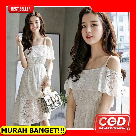 Đầm Mini Thổ Cẩm Thời Trang Giáng Sinh Mới Nhất Năm 2021 Dành Cho Nữ Tuổi Teen / Teen / L. Váy Thổ Cẩm Trắng Của Cantika Ro '