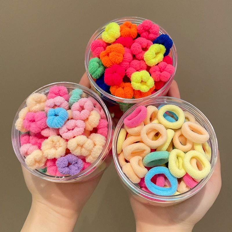 Set 100 Dây Thun Buộc Tóc Nhiều Màu Sắc Chất Lượng Cao