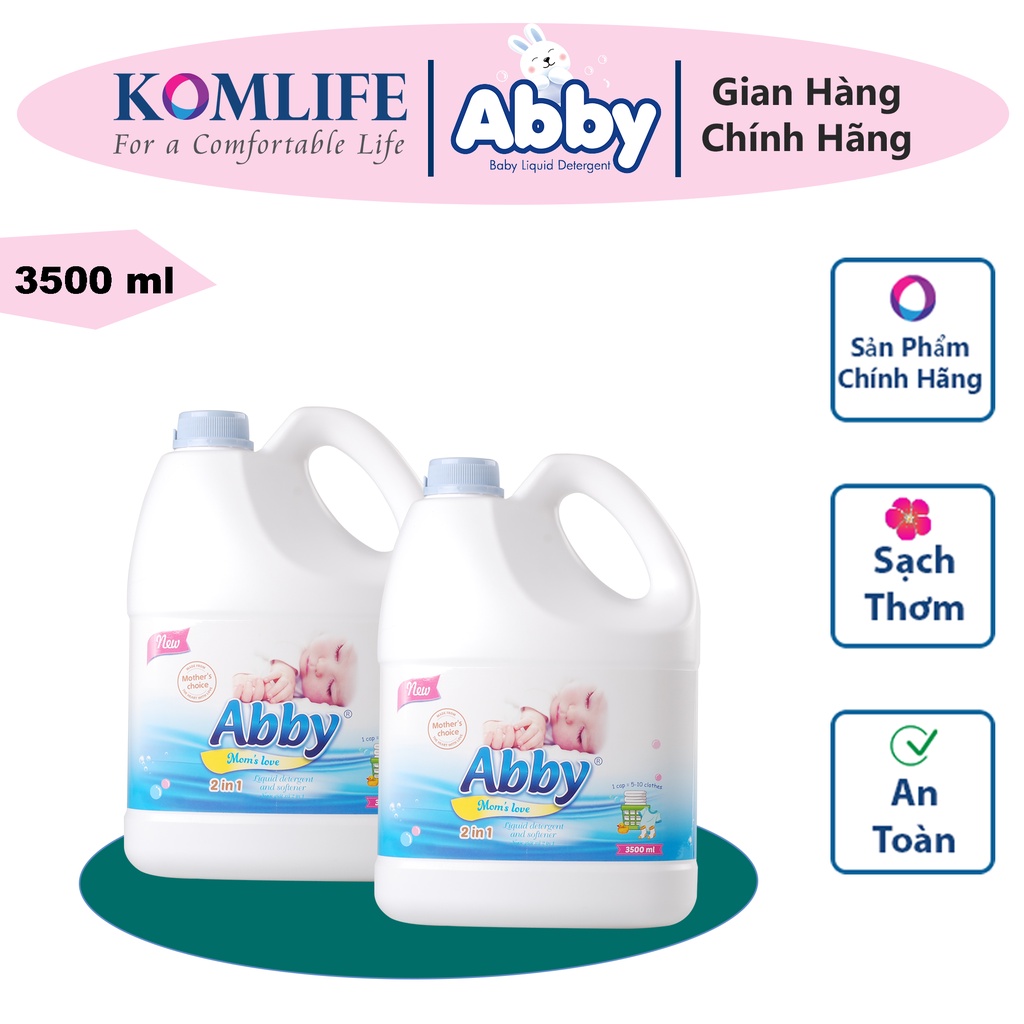 Nước giặt xả mẹ và bé 3000 ml ABBY an toàn, làm mềm vải, hương thơm dịu nhẹ, sạch vết bẩn trẻ em