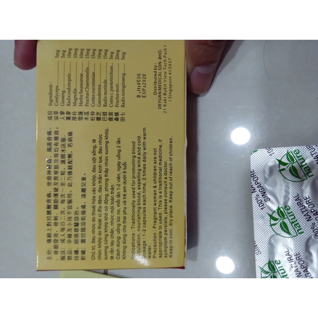 THOÁI HOÁ TÊ NHỨC KHỚP singapore - 24 viên