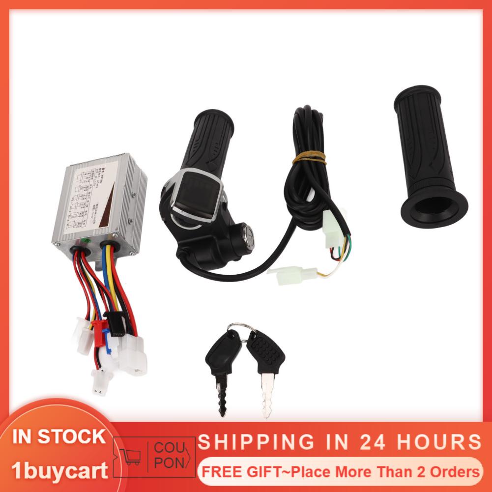 1buycart 48V 500W Electric Bike Motor Brush Controller Kit Square Screen 9 Lights Throttle Rotary Handle with Keys