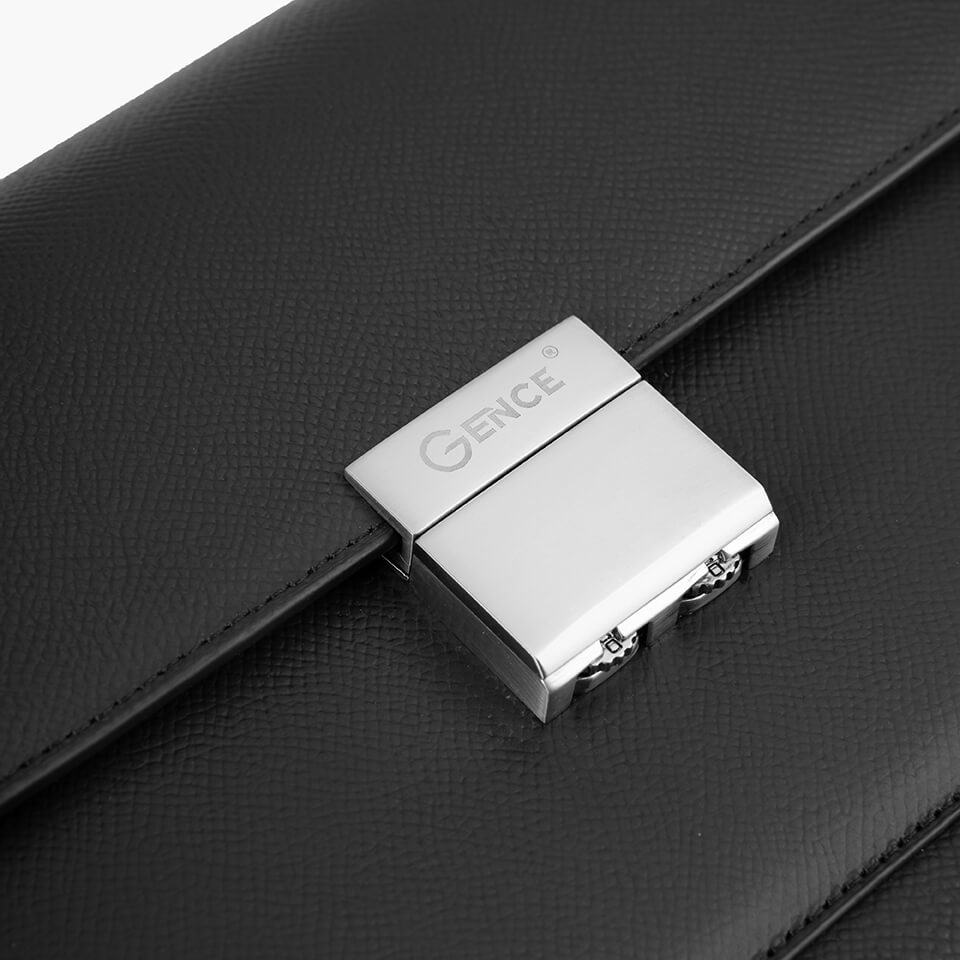 Clutch Nam Khóa Số Cao Cấp Da Bò Epsom CK18 Màu Đen