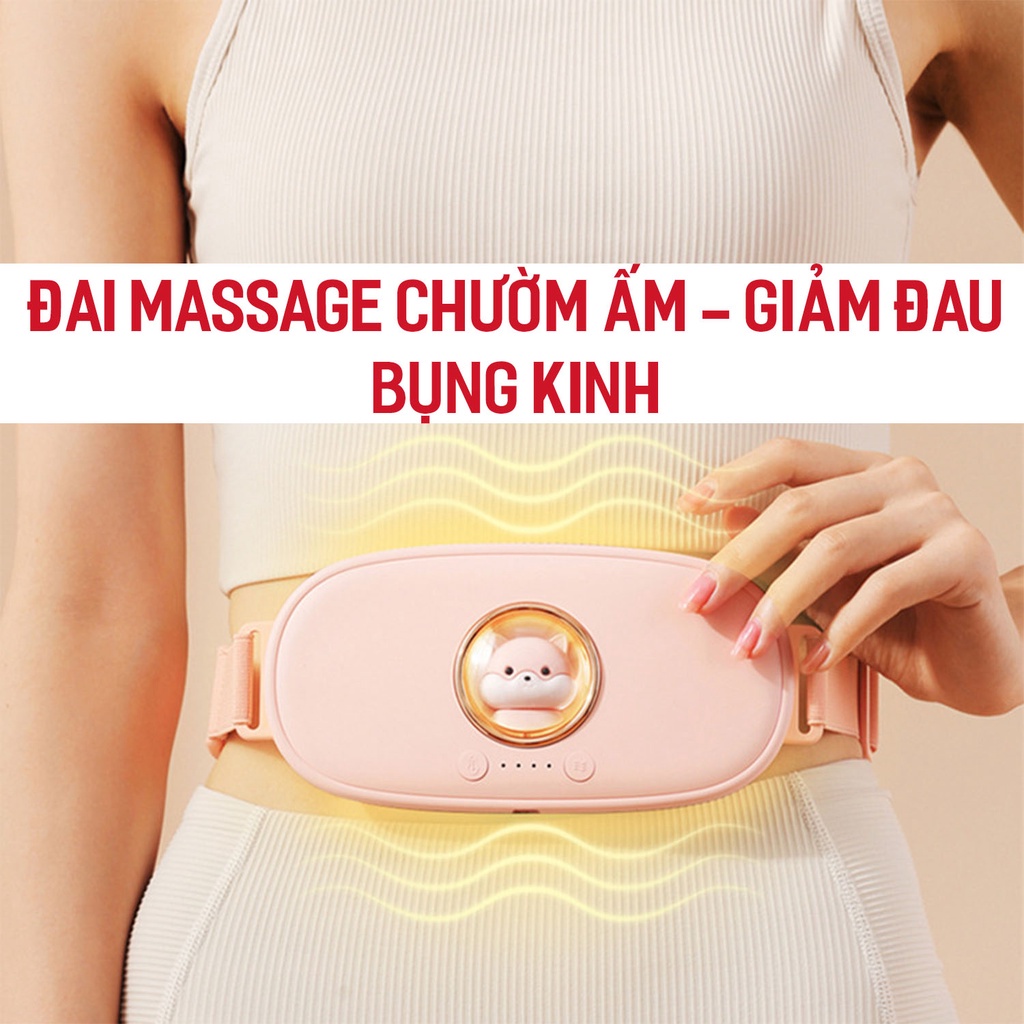 Đai làm ấm bụng massage giảm đau bụng kinh cho phụ nữ đến kì làm ấm nhanh+ massage rung