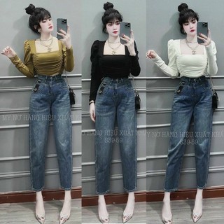 Áo Croptop nhún Tay Phồng Tay Dài