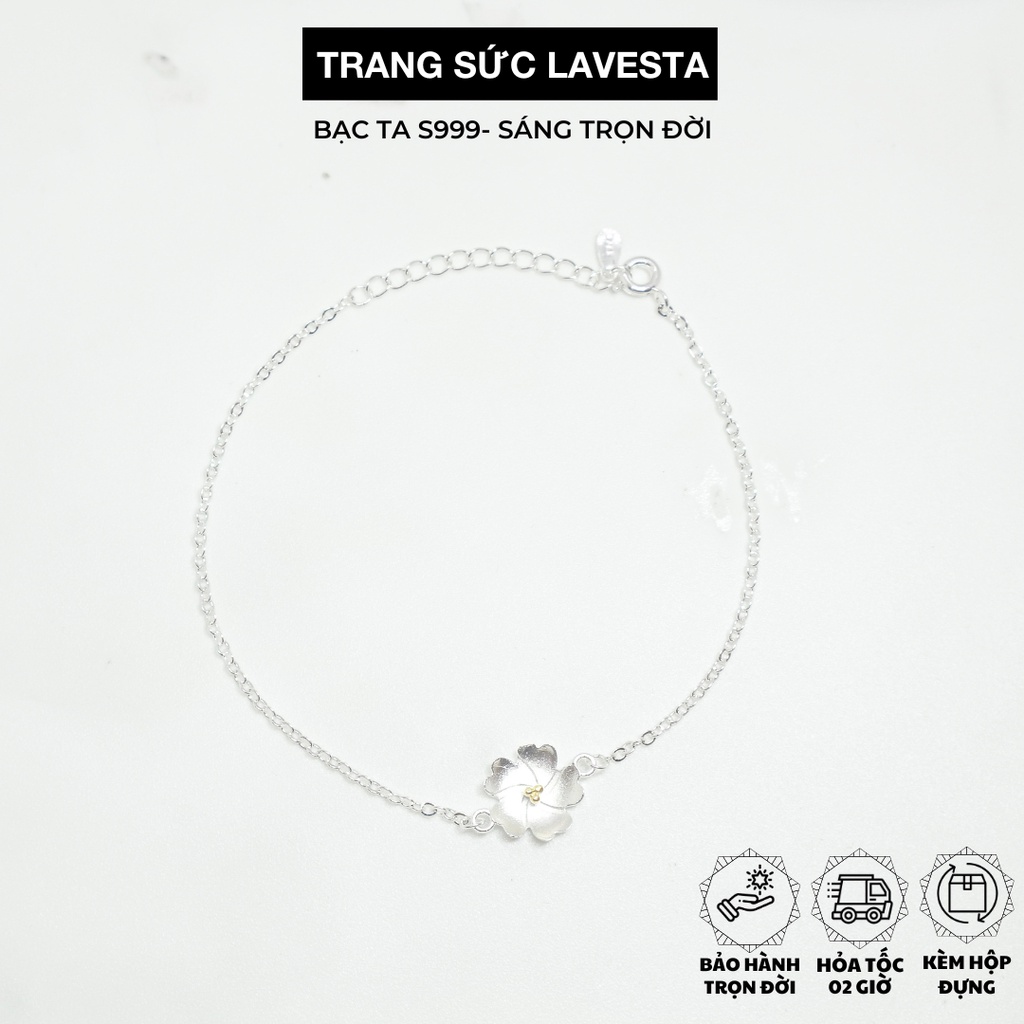Lắc tay bạc nữ 925 đính đá kèm hình hoa nữ tính Lavesta SIL15