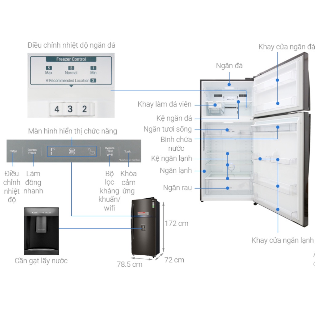 Tủ lanh LG GN-D602BL Chính hãng Tủ lạnh LG Inverter 478 lít GN