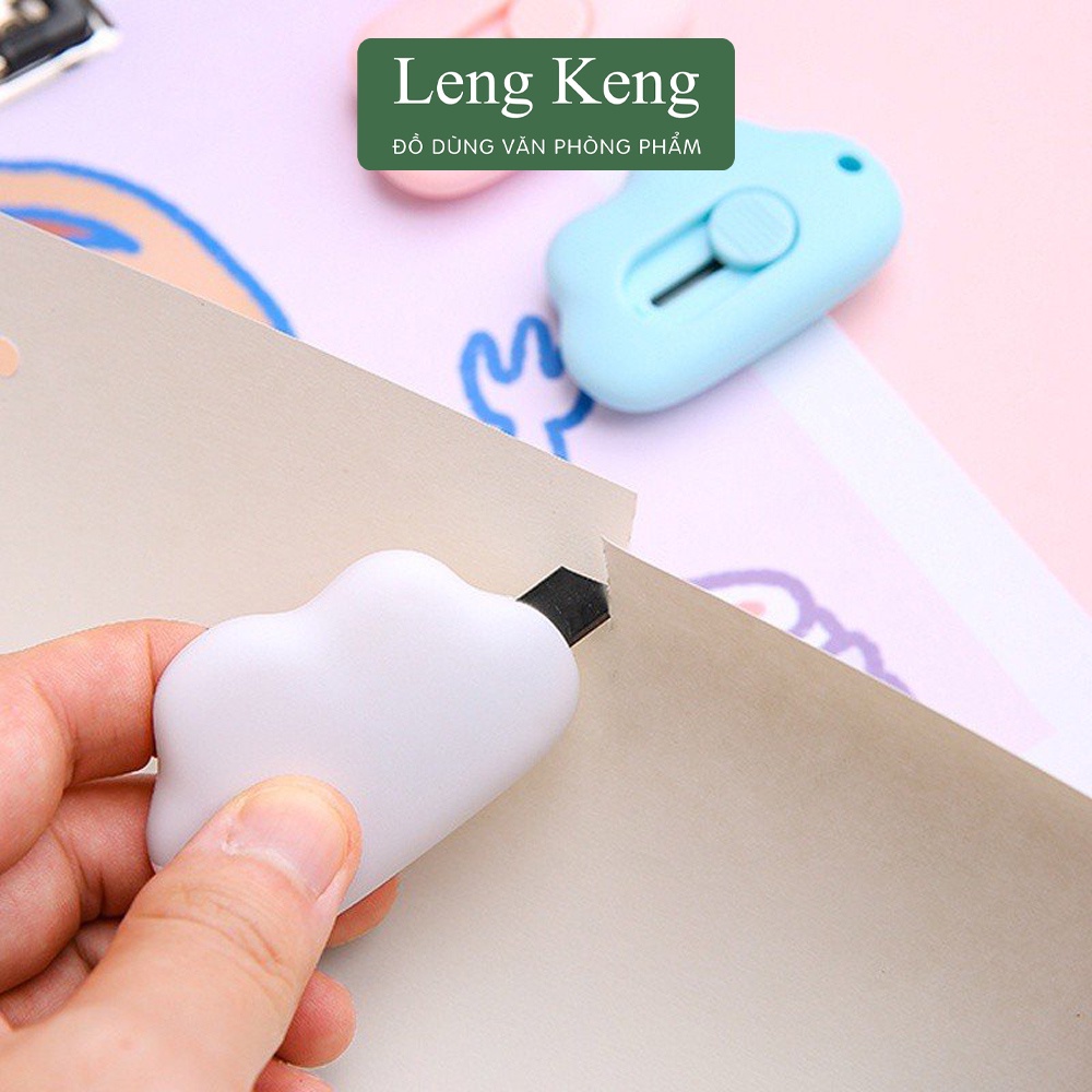 Dao rọc giấy mini hình đám mây văn phòng phẩm Leng Keng làm móc khóa siêu tiện lợi