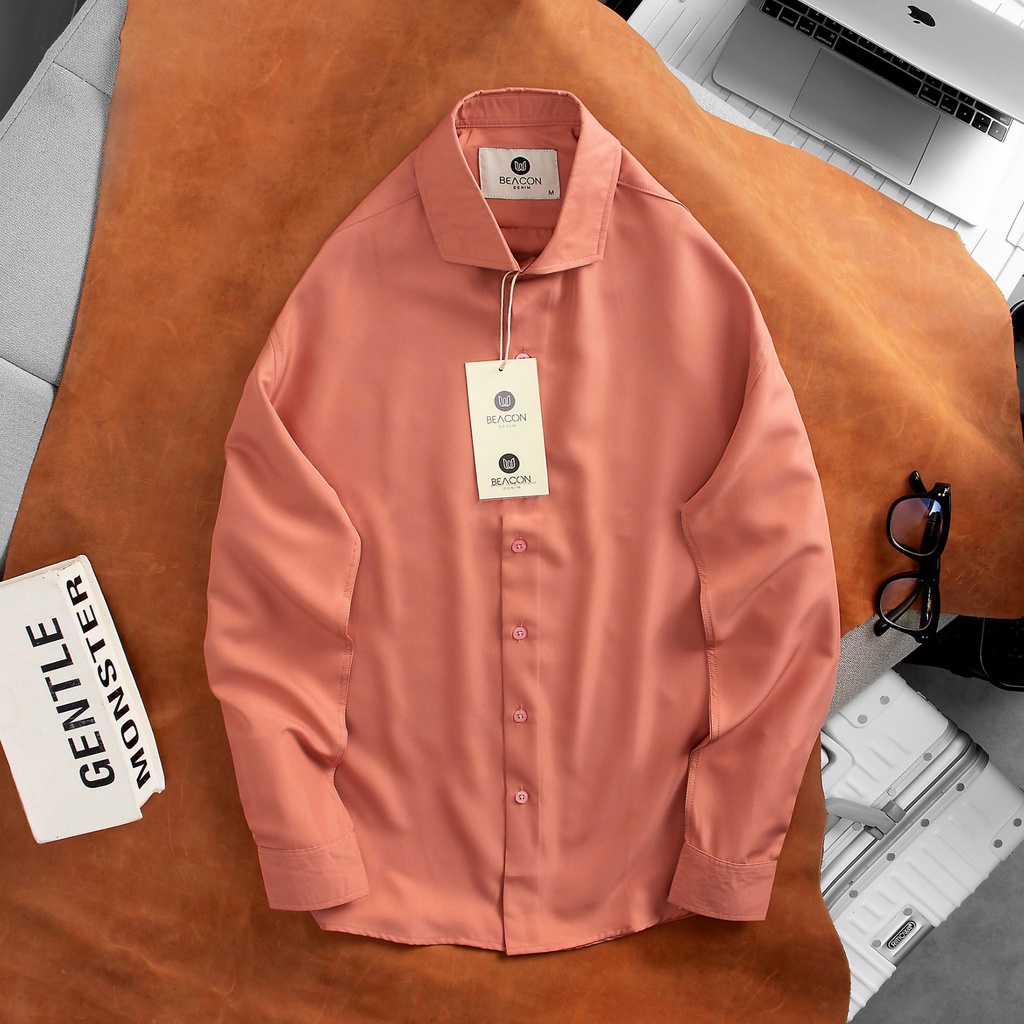 Áo Sơ Mi Nam Mẫu Lụa Trơn BEACON DENIM Form Thường Phong Cách Lịch Sự, Công Sở SMT06