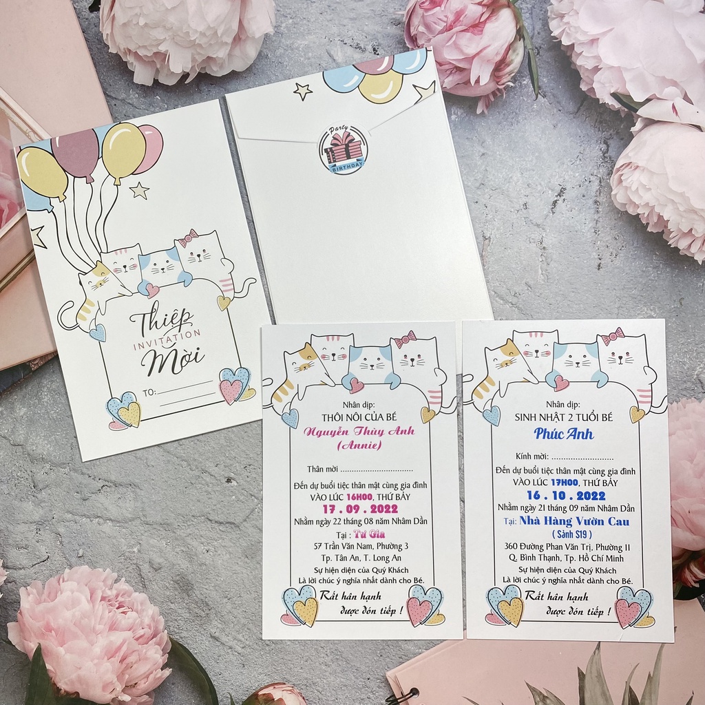 ✅|𝗦𝗵𝗼𝗽 𝗨𝘆 𝗧𝗶́𝗻| Thiệp Sinh Nhật - Thiệp Thôi Nôi - Thiệp Đầy Tháng Cho Bé Mèo