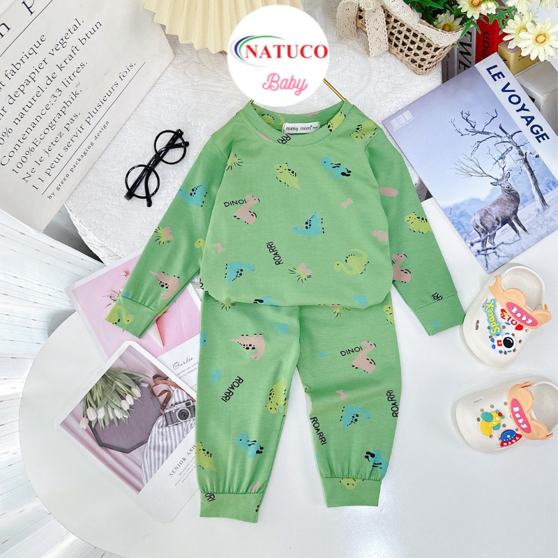 [Bé 8-27kg] Bộ Dài Tay Thu Đông Minky Mom Vải Cotton In Phối Toàn Thân Cho Trẻ Em Bé Trai, Bé Gái Từ 0-7 Tuổi - TD-IN88