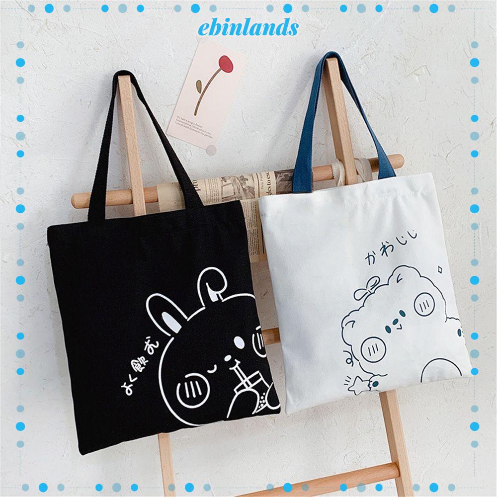 Túi Tote Đeo Vai Sức Chứa Lớn In Họa Tiết Gấu Hoạt Hình Cho Học Sinh