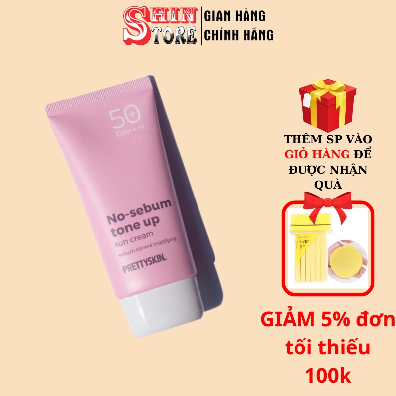 Kem Chống Nắng Da Dầu Pretty Skin 70g - Kcn No sebum Tone Up Nâng Tone Trắng Hồng, Kiềm Dầu