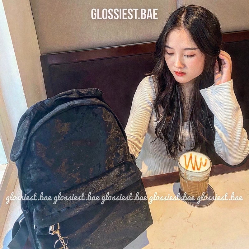 VELVET BACKPACK - BALO NHUNG ĐEN