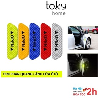 Set 4 Decal Phản Quang Dán Cửa Xe Ô Tô, Cảnh Báo Va Chạm Khi Mở Cửa Xe Ôtô Cho Người Đi Đường Phía Sau. TakyHome 9700