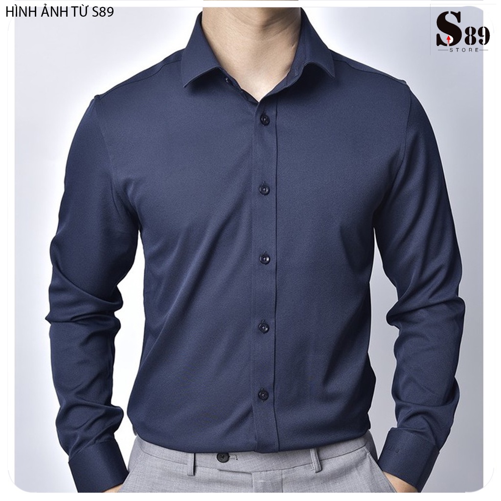 Áo sơ mi nam trơn chất lụa mỏng mềm dể mặc mùa hè