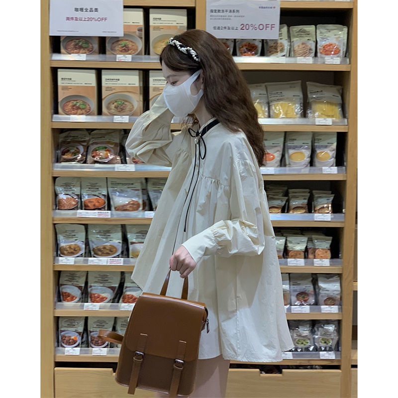 Đầm Búp Bê Tay Dài Cột Dây Dễ Thương Xinh Xắn Dành Cho Nữ