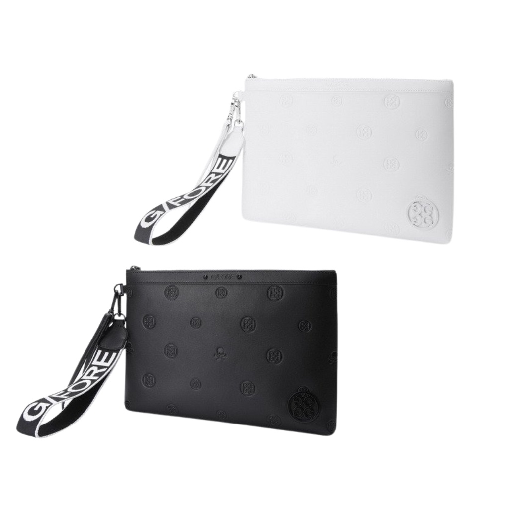 Túi Golf Da GFORE Trắng Đen Dây Cầm Tay - Pouch Bag
