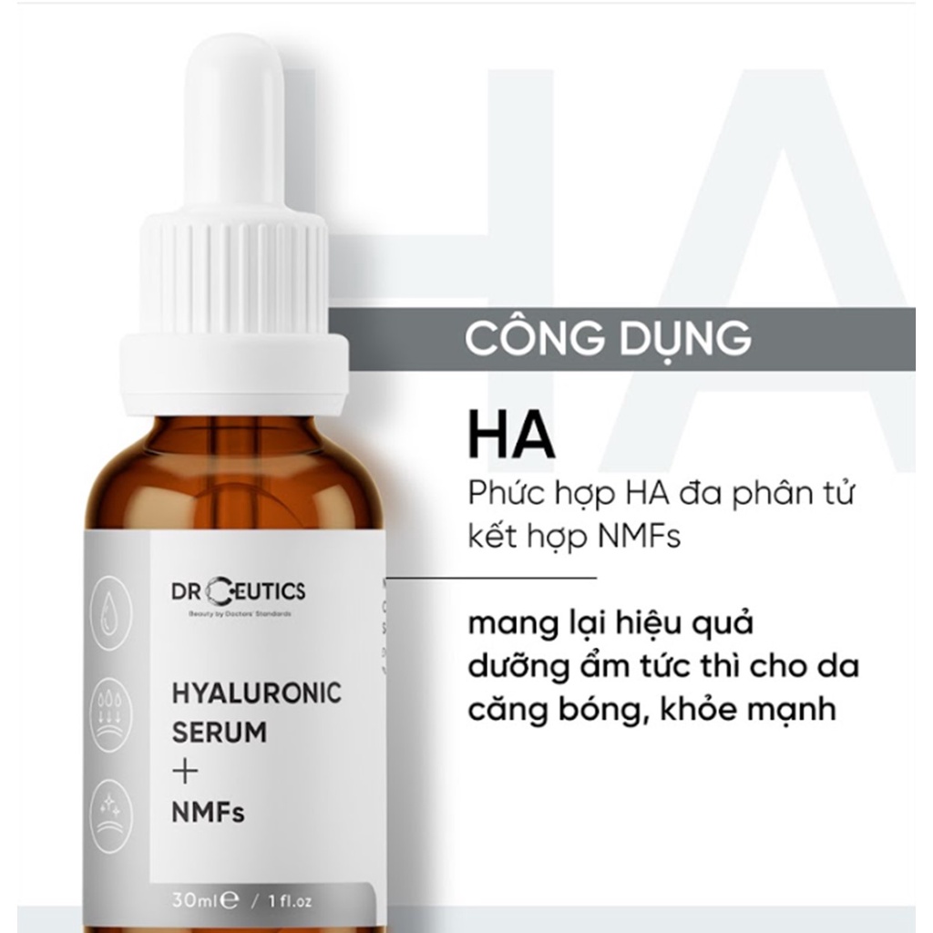 Tinh Chất HA Hyaluronic Acid DrCeutics Cho Da Dầu Mụn, Dưỡng Ẩm Và Căng Bóng Da 30g