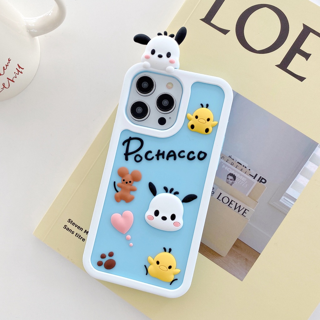 Ốp Điện Thoại Tpu Dẻo Họa Tiết Hoạt Hình Chú Chó Tai To 3D Dễ Thương Cho iPhone 14 13 12 11 Pro Max Plus